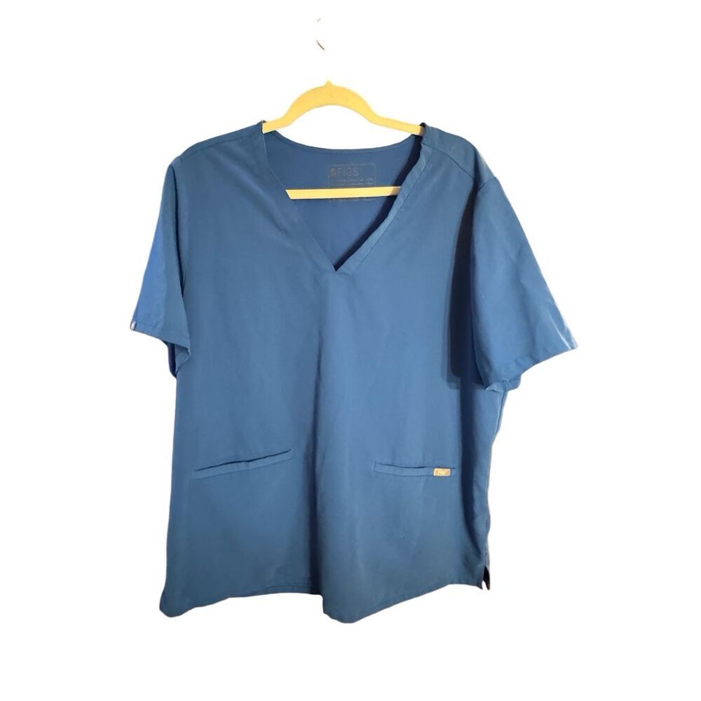 Figs Technical Collection Blue Scrub Top Vneck Sz‎ XXL Womens